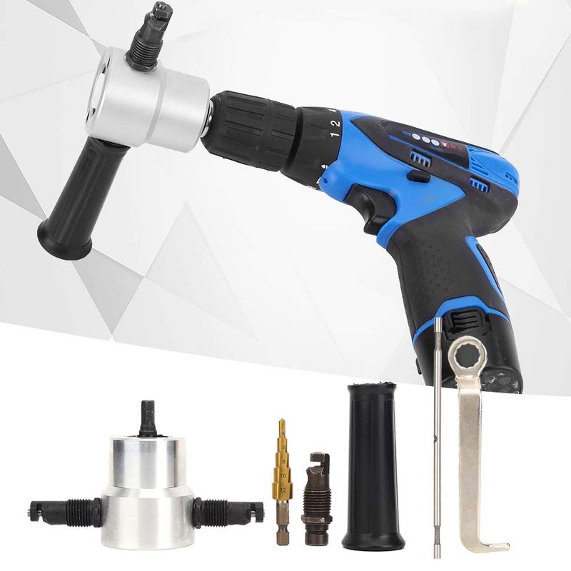 6pcs Double Head Metal Sheet Nibbler Cutter, Drill Attachment Kit for Thin Metal Cutting, 360° Adjustable with Spare Parts for Auto Repair and DIY Projects - Image 5