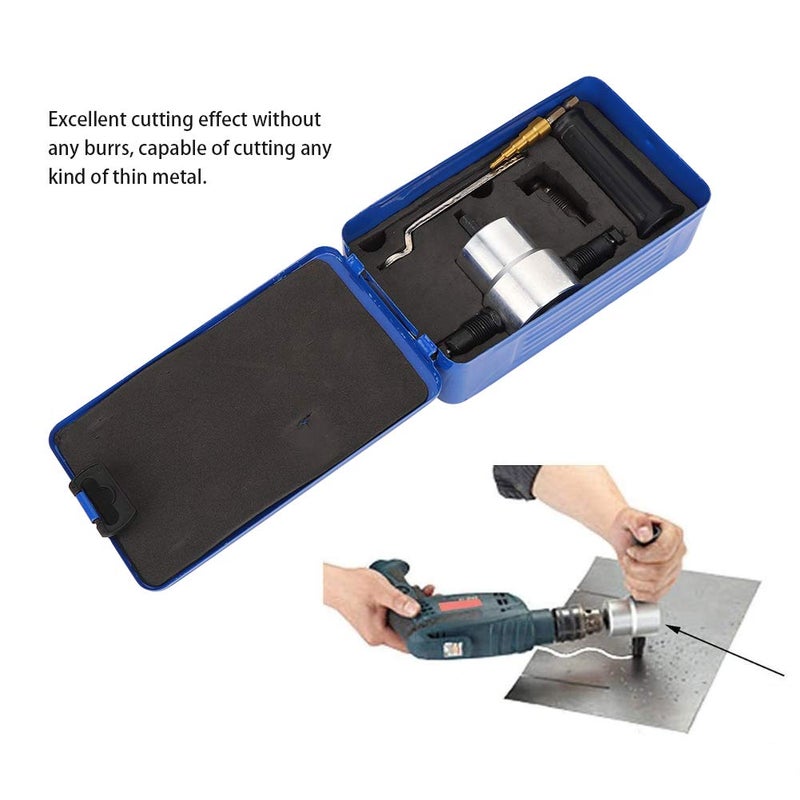 6pcs Double Head Metal Sheet Nibbler Cutter, Drill Attachment Kit for Thin Metal Cutting, 360° Adjustable with Spare Parts for Auto Repair and DIY Projects - Image 4