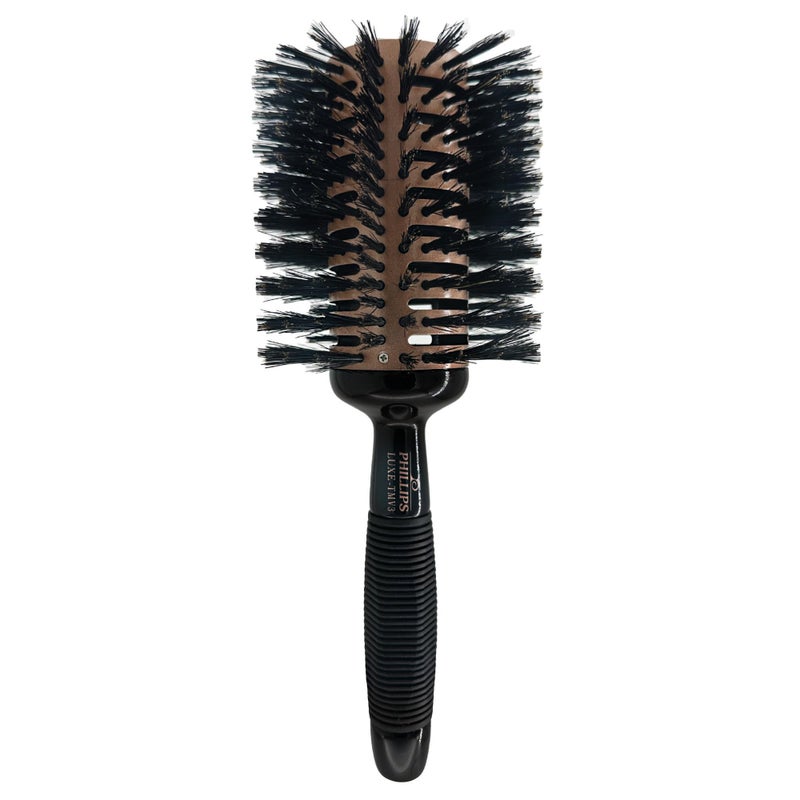 Phillips Brush Luxe Tourmaline Monster Vent 3 Professional Hair Brush (4â€ Diameter Barrel) - Vented Hairbrush Nylon Reinforced Boar Hair Bristles, Sleek Rose Gold & Black Color - Image 1