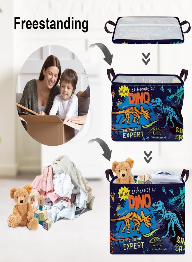 Clastyle Large Boho Dinosaur Pterosaur Boy Book Toy Storage Basket Dino Palm Tree Clothes Laundry Hamper for Kid Room Nursery,Skeleton 36L - Image 3