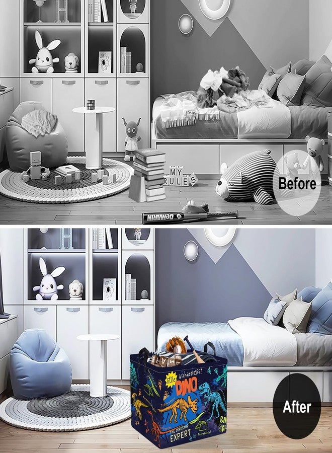 Clastyle Large Boho Dinosaur Pterosaur Boy Book Toy Storage Basket Dino Palm Tree Clothes Laundry Hamper for Kid Room Nursery,Skeleton 36L - Image 2