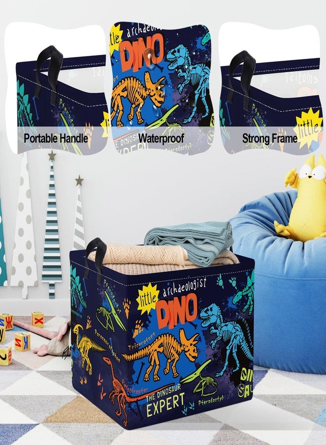 Clastyle Large Boho Dinosaur Pterosaur Boy Book Toy Storage Basket Dino Palm Tree Clothes Laundry Hamper for Kid Room Nursery,Skeleton 36L - Image 4