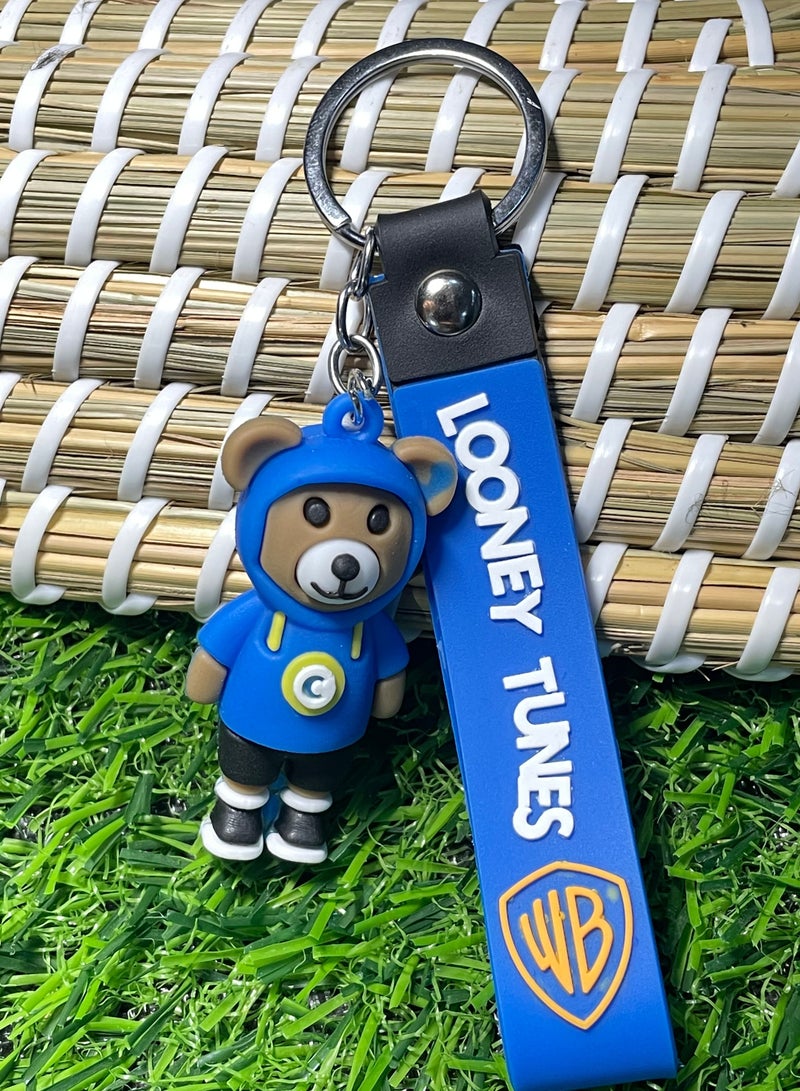 Distinctive cartoon keychain stylish accessory keychain with the character of Coco Teddy Bear with ribbon that fits with car keys wallet and bag beautiful creative gift - Image 1