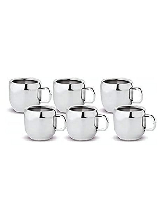VISAXMI Stainless Steel Double Wall Tea Cup/Coffee Cup | Unbreakable Steel Tea Cup Set of 6, Silver - Image 1