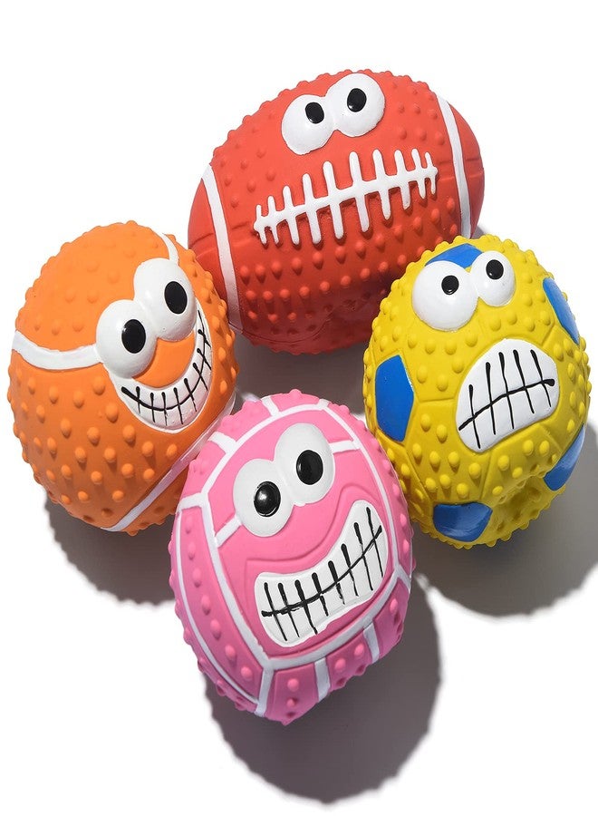 SCHITEC Squeaky Dog Balls, [4 Pack] Cute Interactive Latex Rubber Toys with Squeaker, 2.2'' Soft Bouncy Fetch Ball for Puppy Small Breed Dogs - Image 1