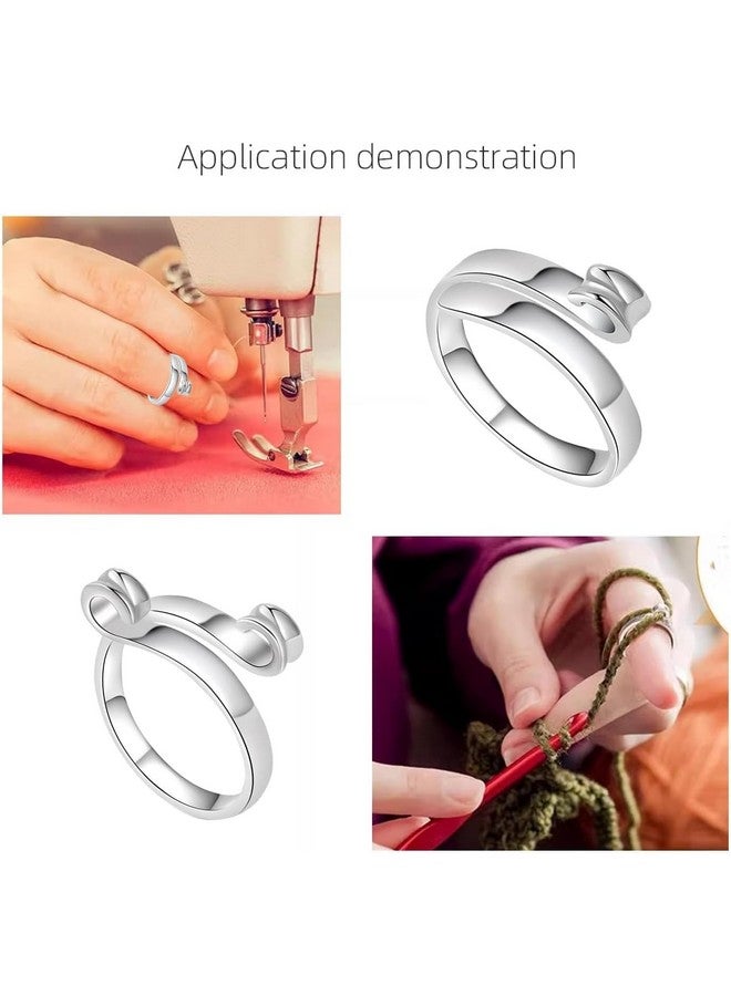 HASTHIP® 2PCS Adjustable Crochet Ring for Finger, 2 Styles Adjustable Knitting Crochet Rings Open Crochet Guide Ring Yarn Guide Finger Holder - Image 3
