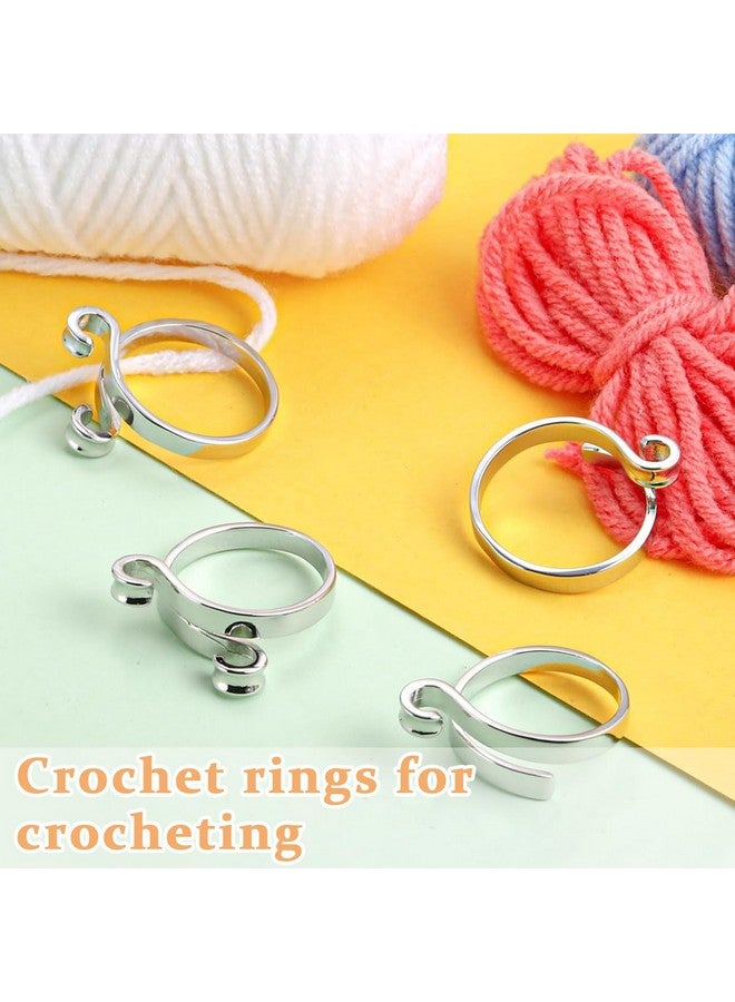 HASTHIP® 2PCS Adjustable Crochet Ring for Finger, 2 Styles Adjustable Knitting Crochet Rings Open Crochet Guide Ring Yarn Guide Finger Holder - Image 4