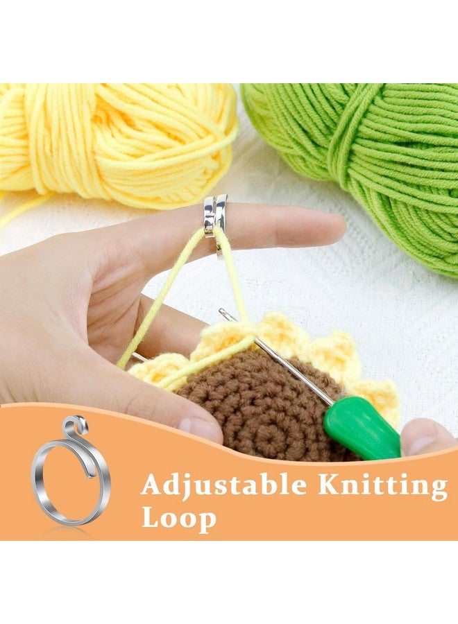 HASTHIP® 2PCS Adjustable Crochet Ring for Finger, 2 Styles Adjustable Knitting Crochet Rings Open Crochet Guide Ring Yarn Guide Finger Holder - Image 5