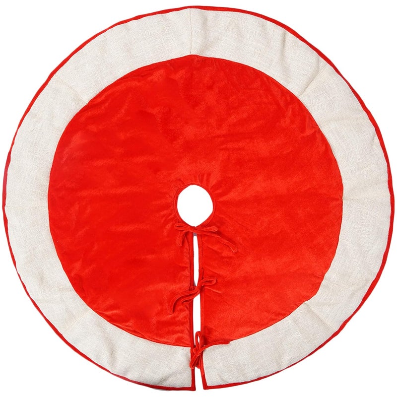 HOME HEART HOME HEART Brands Christmas Red Premium Velvet and Ivory Jute Border 24 INCH Small Round Double Layer Thick Christmas Tree Skirt 6035S - Image 1
