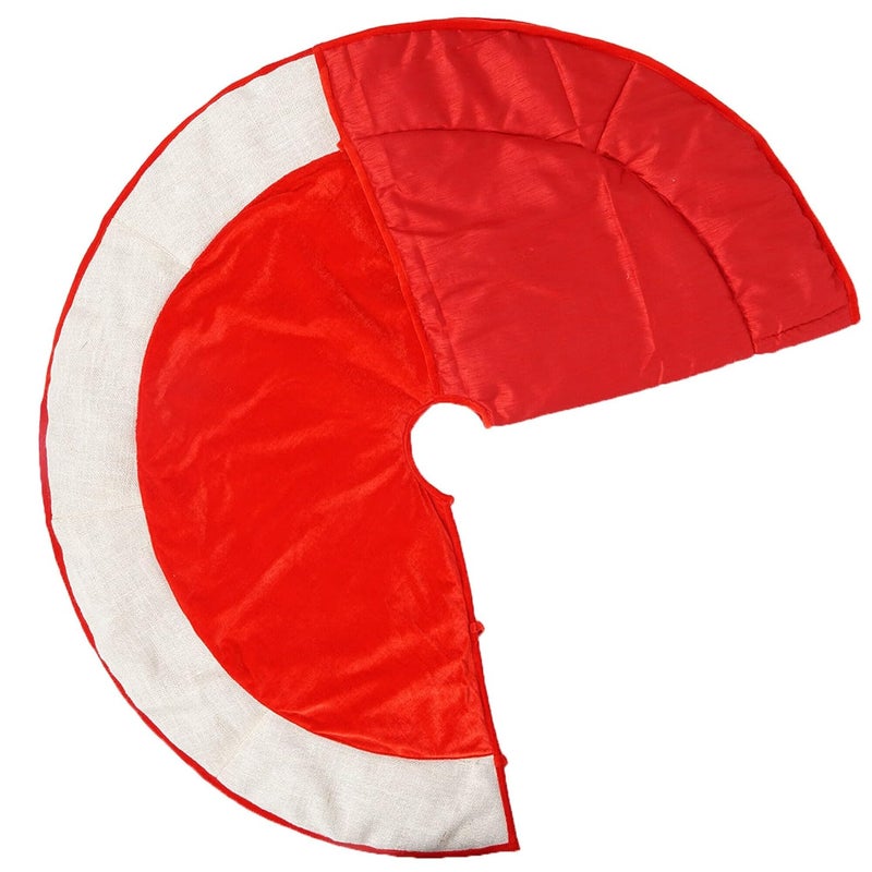HOME HEART HOME HEART Brands Christmas Red Premium Velvet and Ivory Jute Border 24 INCH Small Round Double Layer Thick Christmas Tree Skirt 6035S - Image 3