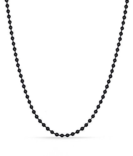 SINLEO Titanium Stainless Steel Small Beads Ball Chain Necklace for Men Women Dog Tag Link Chain Black 3MM 30 Inches - Image 5