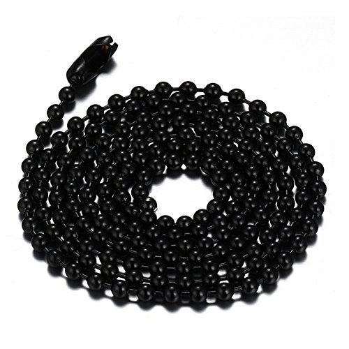 SINLEO Titanium Stainless Steel Small Beads Ball Chain Necklace for Men Women Dog Tag Link Chain Black 3MM 30 Inches - Image 1