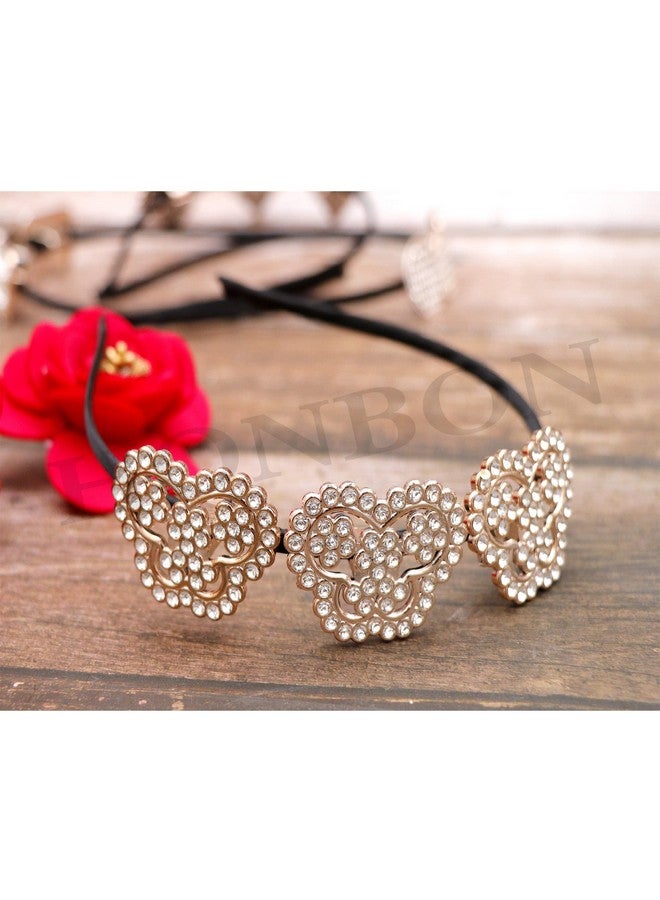 Honbon Crystal Rhinestone Headbands Shiny Hair Accessories Hair Decoration Stone Hair Hoop Bride Pearl Hair Band for Women & Girls combo set 2pcs (hair bandanas (06)) - Image 2
