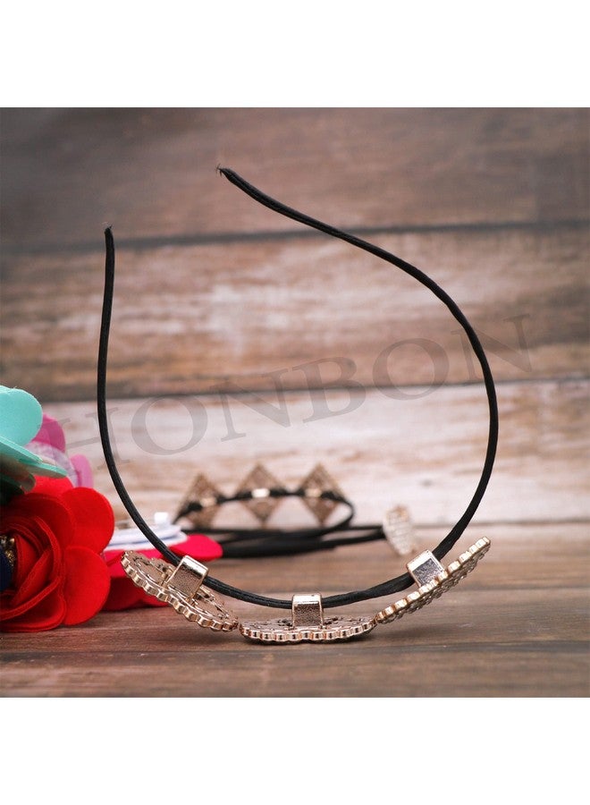 Honbon Crystal Rhinestone Headbands Shiny Hair Accessories Hair Decoration Stone Hair Hoop Bride Pearl Hair Band for Women & Girls combo set 2pcs (hair bandanas (06)) - Image 5