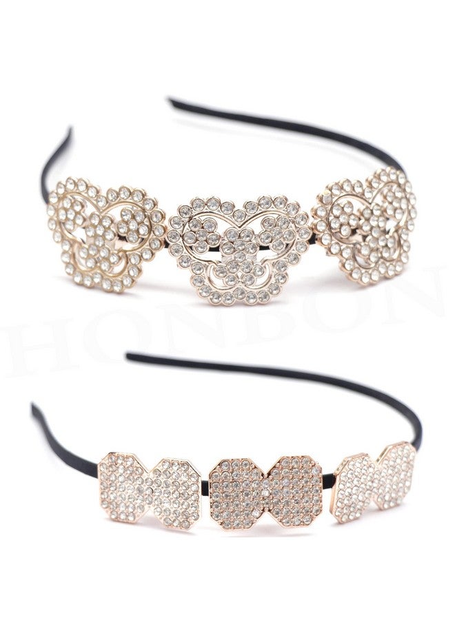 Honbon Crystal Rhinestone Headbands Shiny Hair Accessories Hair Decoration Stone Hair Hoop Bride Pearl Hair Band for Women & Girls combo set 2pcs (hair bandanas (06)) - Image 1