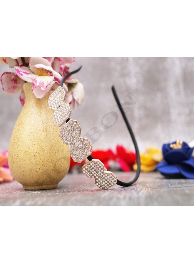 Honbon Crystal Rhinestone Headbands Shiny Hair Accessories Hair Decoration Stone Hair Hoop Bride Pearl Hair Band for Women & Girls combo set 2pcs (hair bandanas (06)) - Image 4