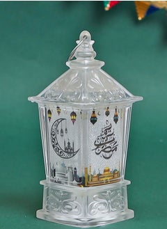 Generic A luminous Ramadan lantern with a decorative stand, high-quality materials, colorful lighting, Ramadan pictures and phrases (transparent 1), length 10 cm.  - Image 2
