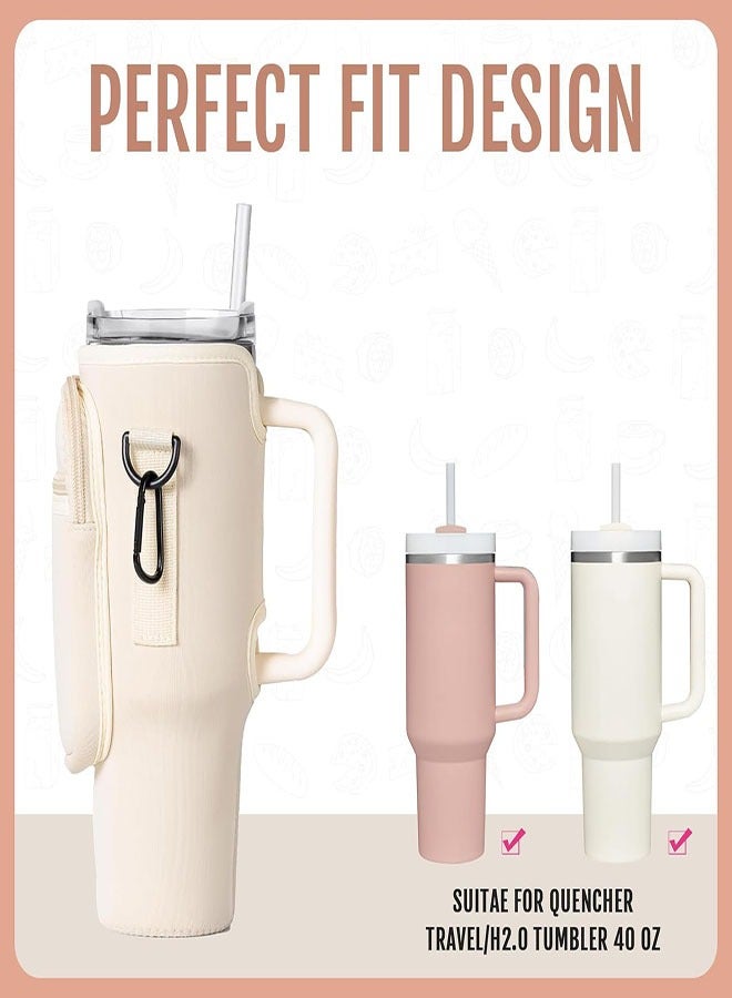 Water Bottle Holder With Strap for  40 oz Tumbl With Handle, With Cell Phone Pocket and Adjustable Shoulder Strap Tumbler Accessories for  Water Bottle Sleeve For Outdoor  - Image 2