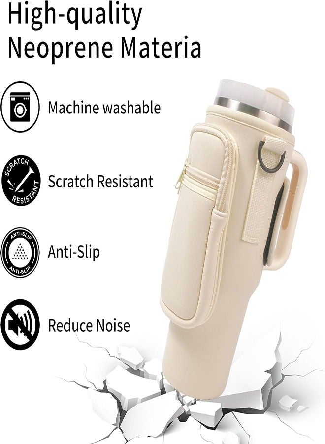 Water Bottle Holder With Strap for  40 oz Tumbl With Handle, With Cell Phone Pocket and Adjustable Shoulder Strap Tumbler Accessories for  Water Bottle Sleeve For Outdoor  - Image 4