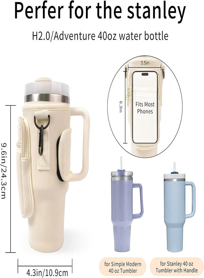 Water Bottle Holder With Strap for  40 oz Tumbl With Handle, With Cell Phone Pocket and Adjustable Shoulder Strap Tumbler Accessories for  Water Bottle Sleeve For Outdoor  - Image 3