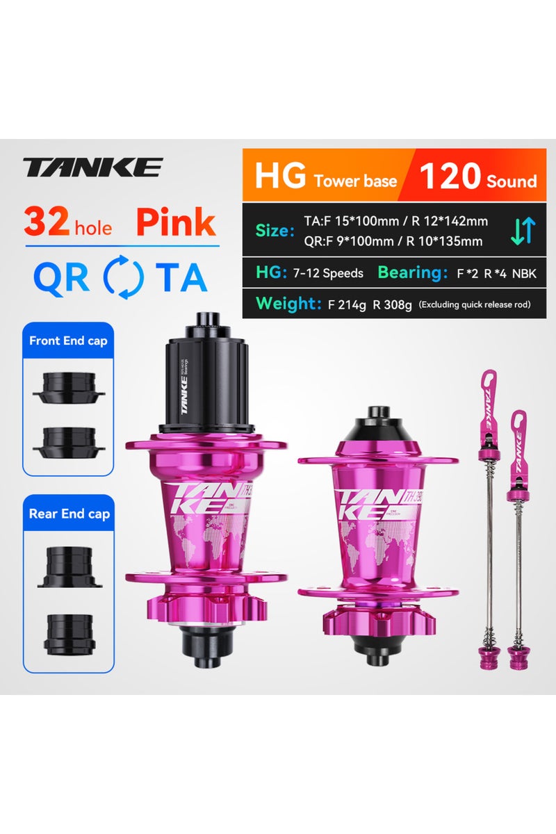 32H Pink TA-QR TANKE 120 Click Hub 6 Bearing MTB Hub Front Rear 28 32 36 Holes Disc Brake Mountain B