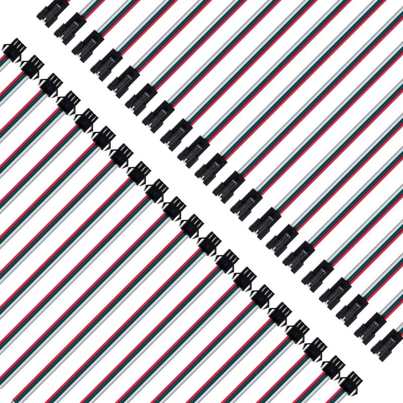 BTF-LIGHTING 20 Pairs JST SM 3 Pin Connectors for WS2812B WS2811 WS2812 WS2814 SK6812 FOCB CCT LED Strip Female Male 15cm 22awg Wire - Image 4