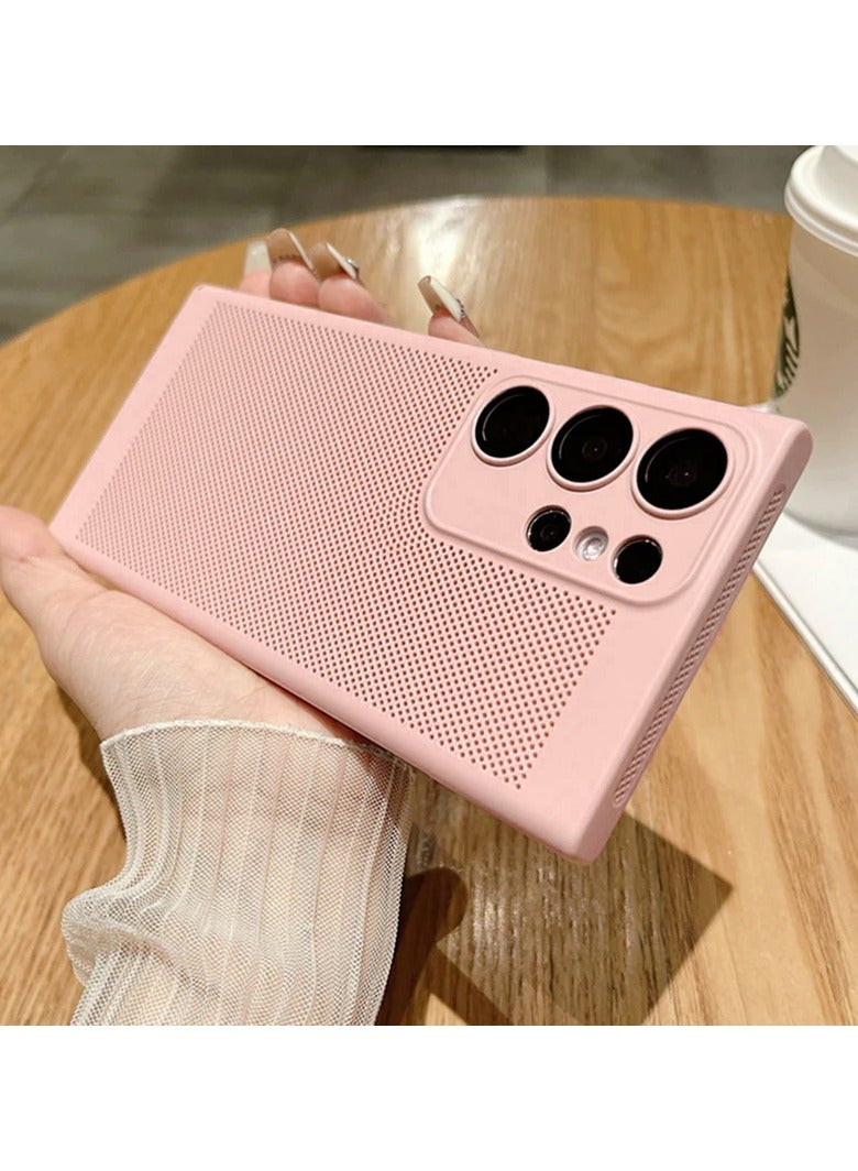 حافظة تبديد الحرارة مع واقي عدسة الكاميرا المدمج، مقاس نحيف مسامي، تبريد مضاد لبصمات الأصابع، غطاء خلفي صلب مقاوم للصدمات لهاتف سامسونج جالاكسي S24 الترا (ذهبي وردي) - Image 2