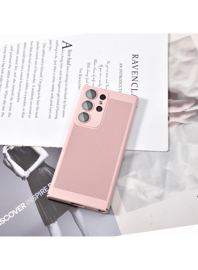 حافظة تبديد الحرارة مع واقي عدسة الكاميرا المدمج، مقاس نحيف مسامي، تبريد مضاد لبصمات الأصابع، غطاء خلفي صلب مقاوم للصدمات لهاتف سامسونج جالاكسي S24 الترا (ذهبي وردي) - Image 5