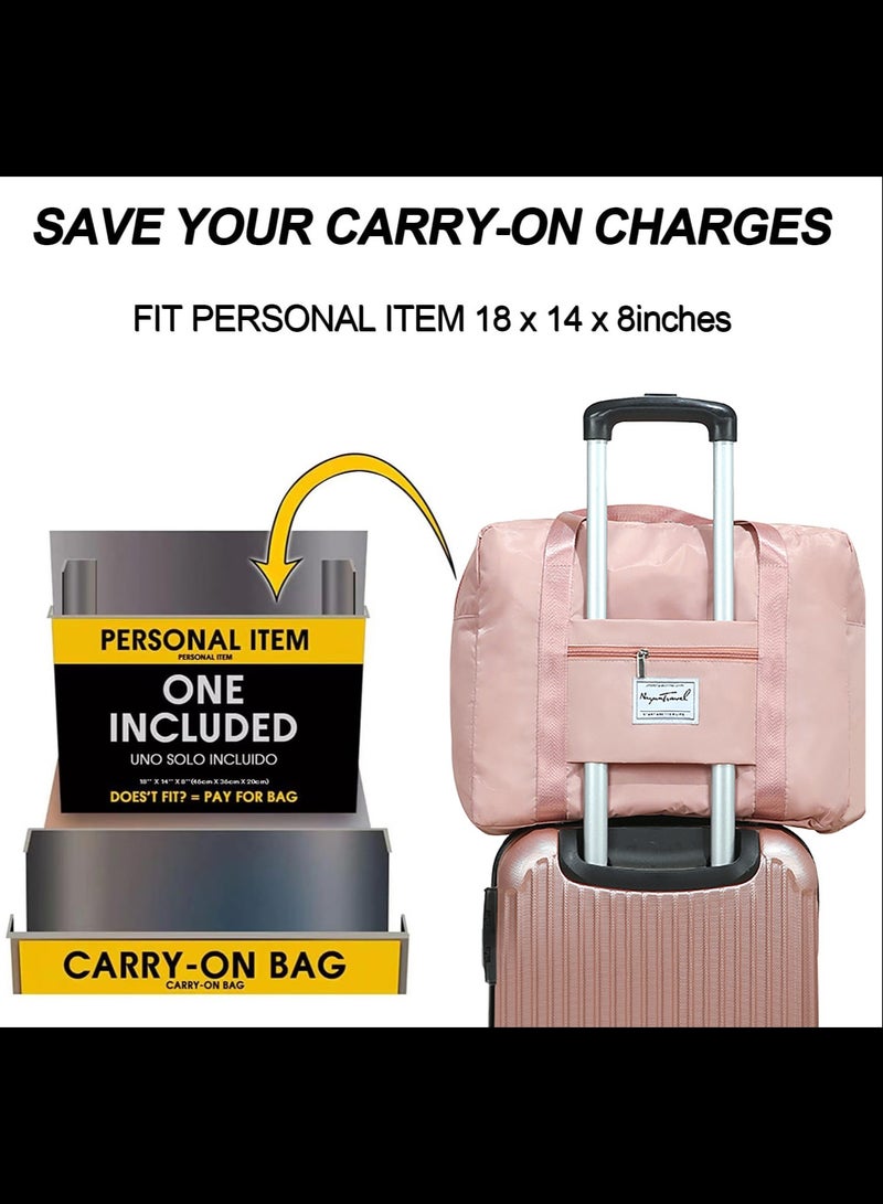 Travel Duffel Bag,42 x34 x 14cm,Airlines Carry on Luggage Bag,Weekender Bag for Women and Men,Pink  - Image 5