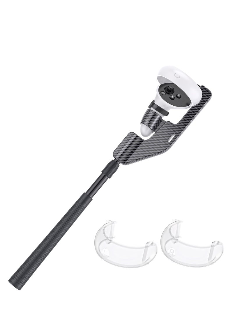 KASTWAVE VR Golf Club Extension for Oculus Quest 2 VR Golf Club Adapter Grip Accessory with 2 Controller Caps Bonus Carbon Fiber Golf Club Attached to Enhance Immersive VR Gaming Experience  - Image 1