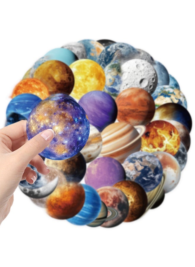NIBEMINENT 50 Pcs Cartoon Planet EarthDeco Kit Waterproof Stickers, High Definition Printing Bright Colors, Suitable for Laptop Skateboard Luggage Water Bottle Guitar DIY - Image 3