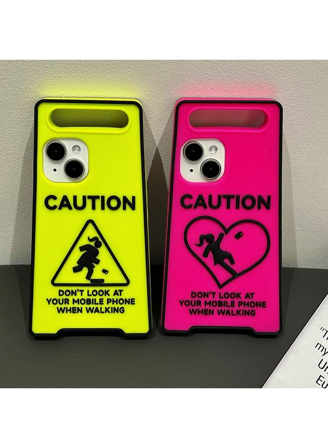 اس-توب جراب لهاتف iPhone 14 مع علامات تحذيرية، جراب هاتف من السيليكون اللامع - Image 2