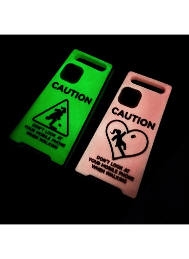 اس-توب جراب لهاتف iPhone 14 مع علامات تحذيرية، جراب هاتف من السيليكون اللامع - Image 3