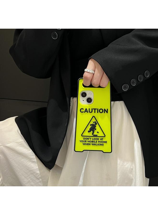 اس-توب جراب لهاتف iPhone 14 مع علامات تحذيرية، جراب هاتف من السيليكون اللامع - Image 4