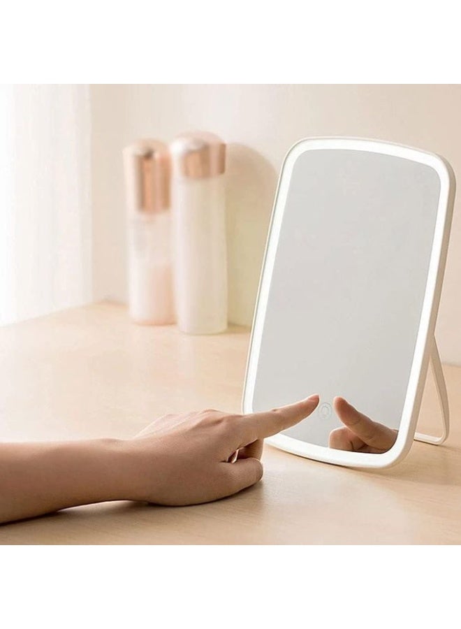Illuminated makeup mirror with smart LED lights – with touch control button and adjustable stand, rechargeable - Image 2