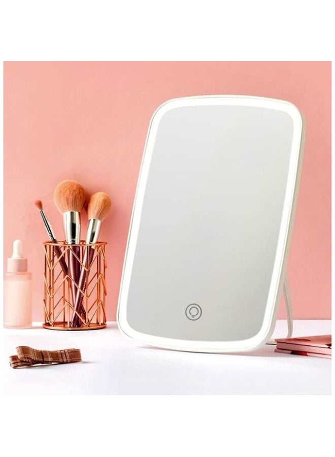 Illuminated makeup mirror with smart LED lights – with touch control button and adjustable stand, rechargeable - Image 3