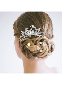 Cinaci Cinaci 36 Pack Sparkly Silver Rhinestone Pearl Flower Butterfly Bridal Hair Side Combs+U-shaped & Twist Crystal Hair Pins Clips Wedding Headpieces Prom Accessories for Women Girls Brides Bridesmaids  - Image 4