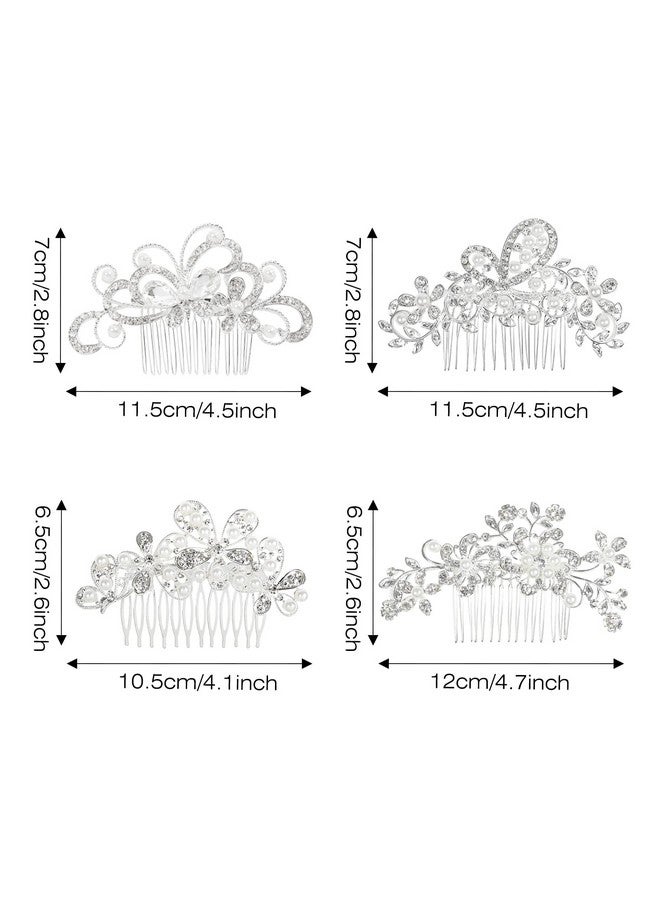 Cinaci 36 Pack Sparkly Silver Rhinestone Pearl Flower Butterfly Bridal Hair Side Combs+U-shaped & Twist Crystal Hair Pins Clips Wedding Headpieces Prom Accessories for Women Girls Brides Bridesmaids - Image 5