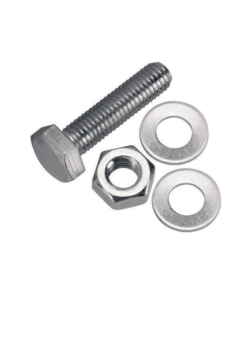 12 pcs Hex Head Screw Bolts Nuts & Washers Fully Thread GI Plain Finish Bolt Set. (8, 16MM)  - Image 1