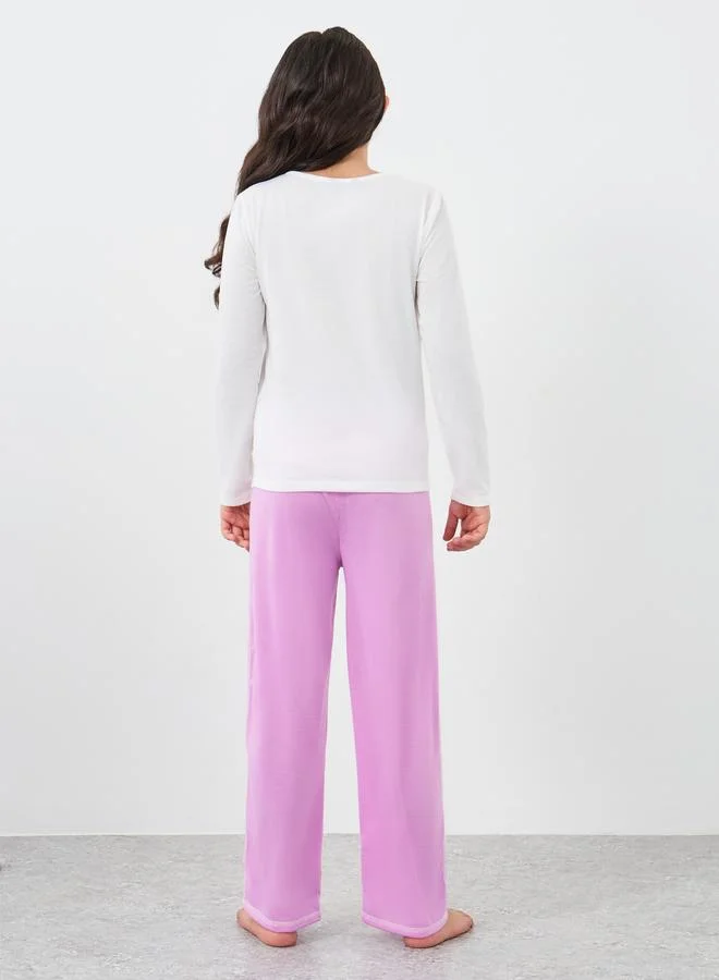 Styli Styli Slogan Print T-Shirt and Pyjama Set