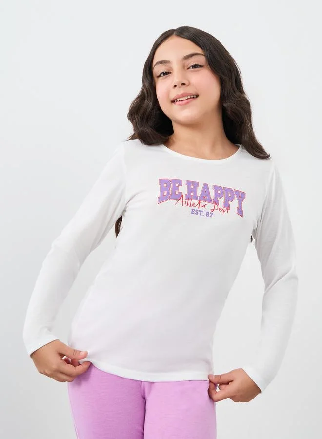 Styli Styli Slogan Print T-Shirt and Pyjama Set
