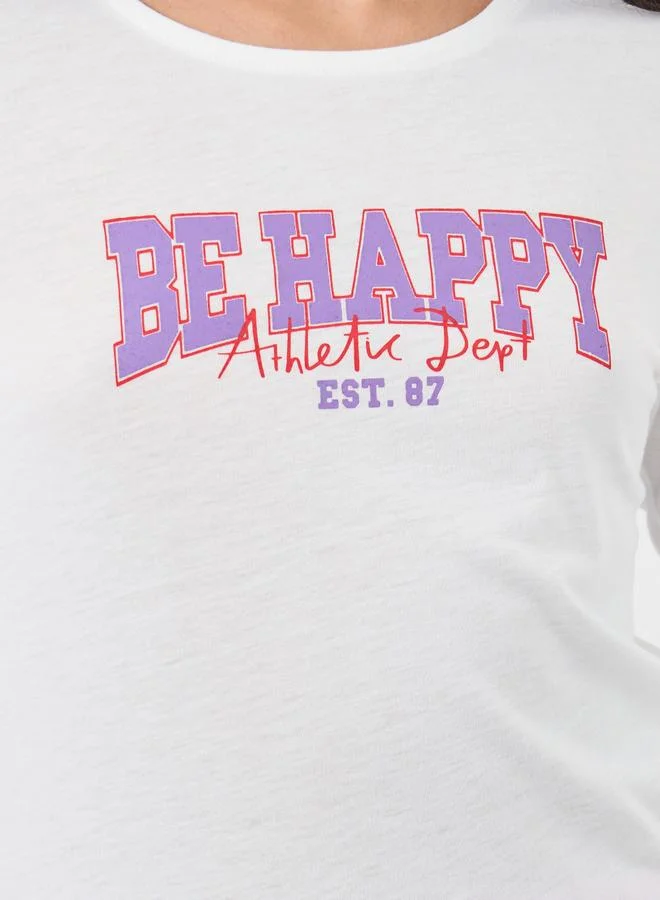 Styli Styli Slogan Print T-Shirt and Pyjama Set