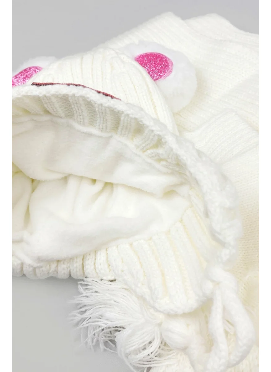 Kitti Mix-Love Knitwear Baby Girl Scarf Beanie Glove Set Ecru