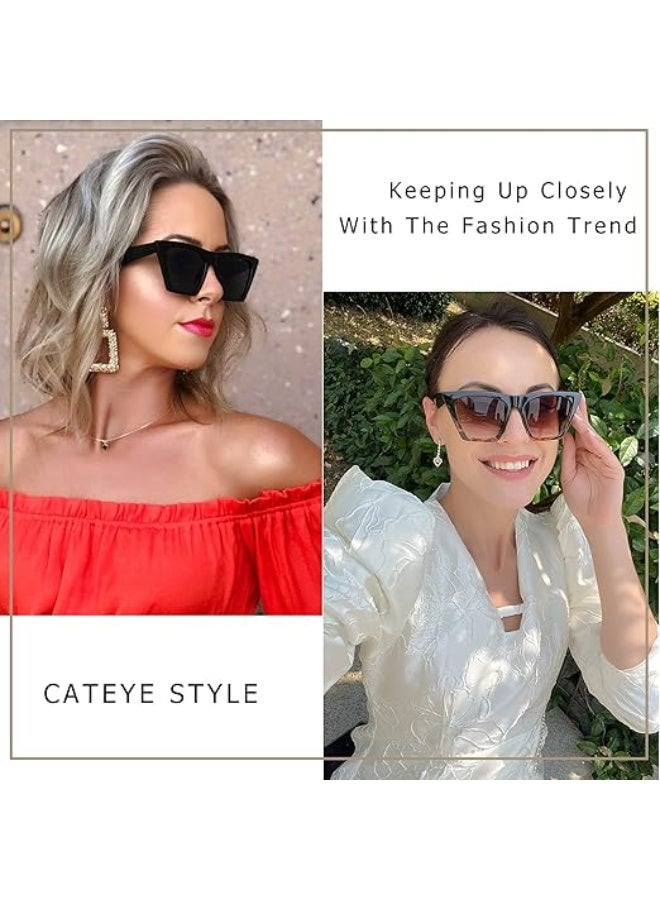 FEISEDY Vintage Square Cat Eye Sunglasses Oversized Women Fashion Sun Glasses B2473 - Image 2