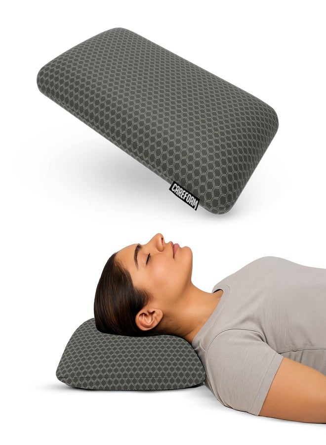 CareFoam وسادة كير فوم الطبية المصنوعة من إسفنج الذاكرة لنوم مريح وتخفيف آلام الرقبة والكتفين، مع غطاء جاكار أسود قابل للإزالة بسحاب، مقاس 20 × 13 × 4 بوصة، عبوة من قطعة واحدة - Image 1
