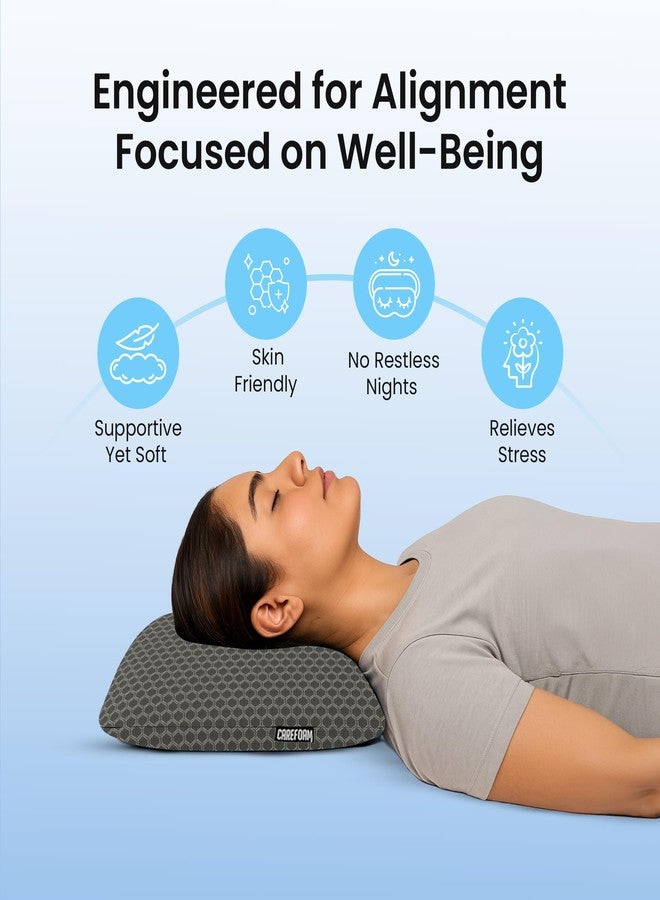 CareFoam وسادة كير فوم الطبية المصنوعة من إسفنج الذاكرة لنوم مريح وتخفيف آلام الرقبة والكتفين، مع غطاء جاكار أسود قابل للإزالة بسحاب، مقاس 20 × 13 × 4 بوصة، عبوة من قطعة واحدة - Image 2