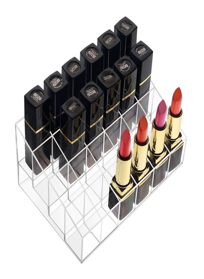 Benbilry Lipstick Holder, 24 Slots Clear Acrylic Lipstick Organizer Display Transparent Makeup Organizer(24 slots) - Image 1