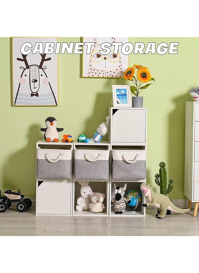 erorex 38 * 26 * 24Cm Storage Basket 3 Pack Collapsible Storage Bins For Organizing Toys Books Shelves Closet Fabric Storage For Gift Closet Linen Organization White And Grey  - Image 5