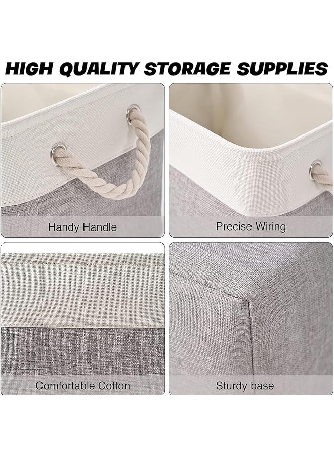 erorex 38 * 26 * 24Cm Storage Basket 3 Pack Collapsible Storage Bins For Organizing Toys Books Shelves Closet Fabric Storage For Gift Closet Linen Organization White And Grey  - Image 3