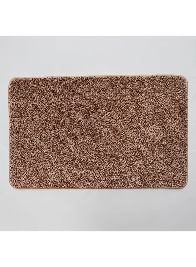 دانوب هوم Beluxe Snow Micro-Fiber Rubber Bath Mat 50x80cm - Soft, Absorbent, Non-Slip Bathroom Rug in White and Brown - Ideal For Shower, Bath, and Spa Use